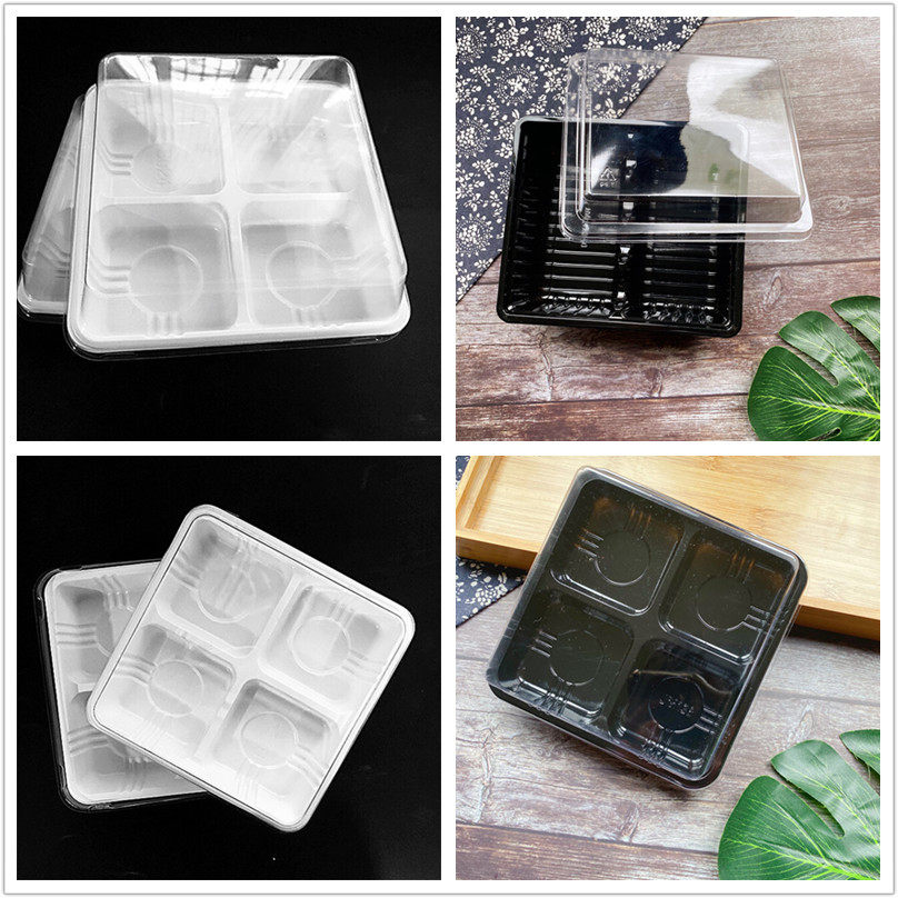 四格B024 50克蛋黄酥月饼底托雪媚娘艾草青团包装盒4连格托100个