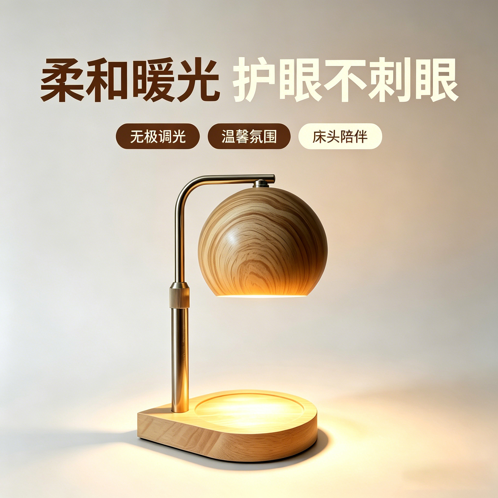 实木香薰融蜡调光台灯水转印
