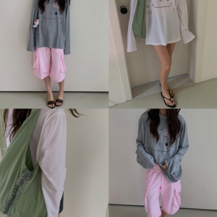 LILUSHOP 圆领T恤女百搭舒适休闲上衣 凯蒂烫钻小猫亮片大版 长袖