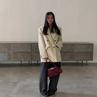 外套宽松西服 西装 LILUSHOP 时髦高级感秋冬休闲100羊毛气质中长款