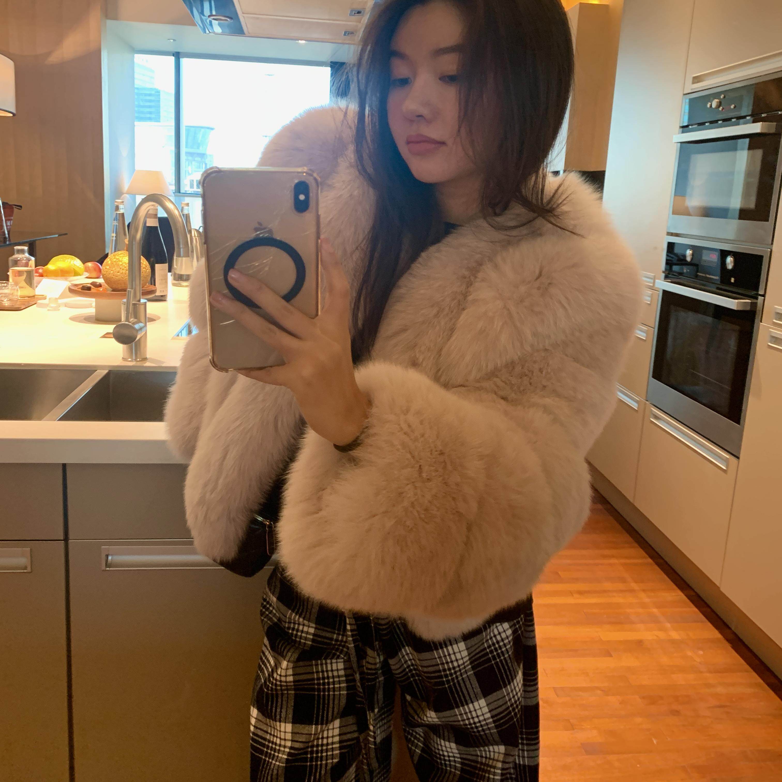 LILUSHOP轻奢高级感气质粉色狐狸皮草外套女冬季加厚保暖毛毛大衣
