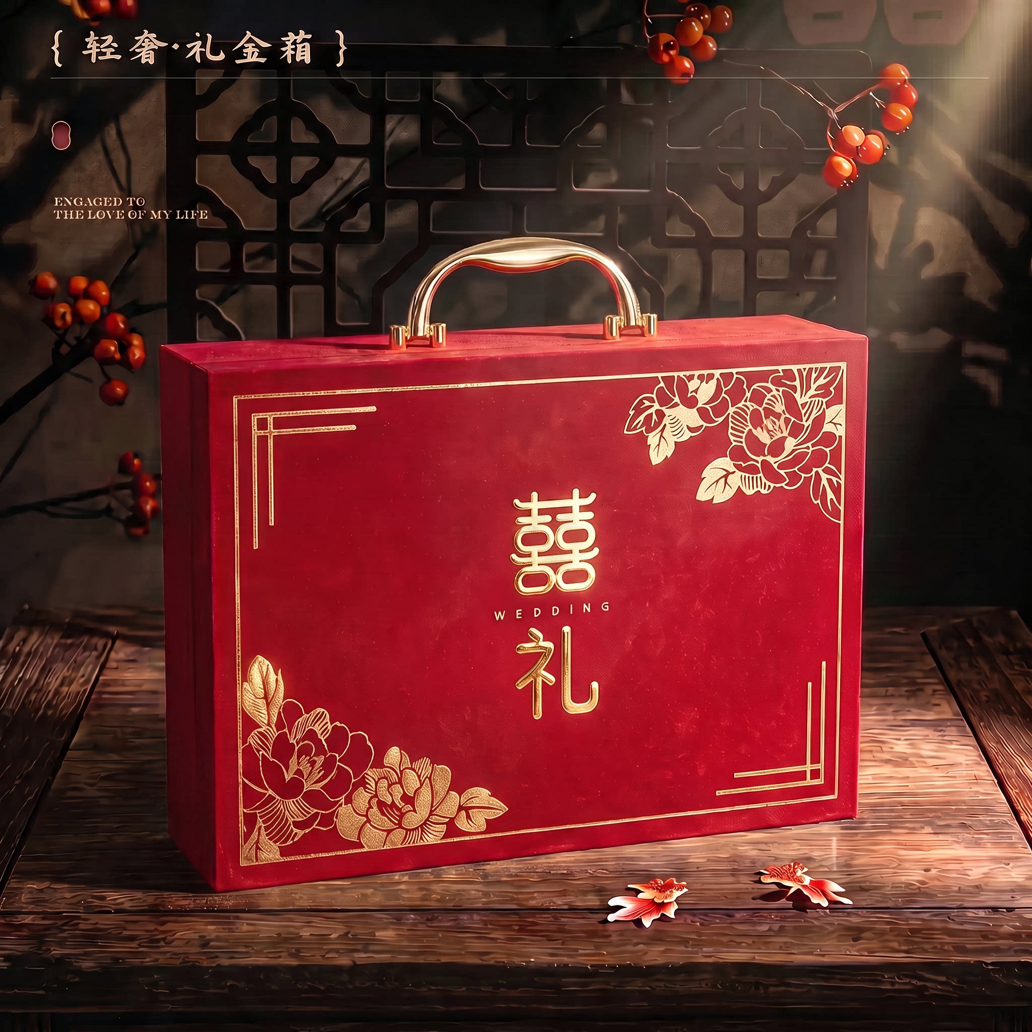 彩礼钱盒子订婚彩礼箱现金彩礼盒结婚提亲10万20万聘金礼金盒箱子图片
