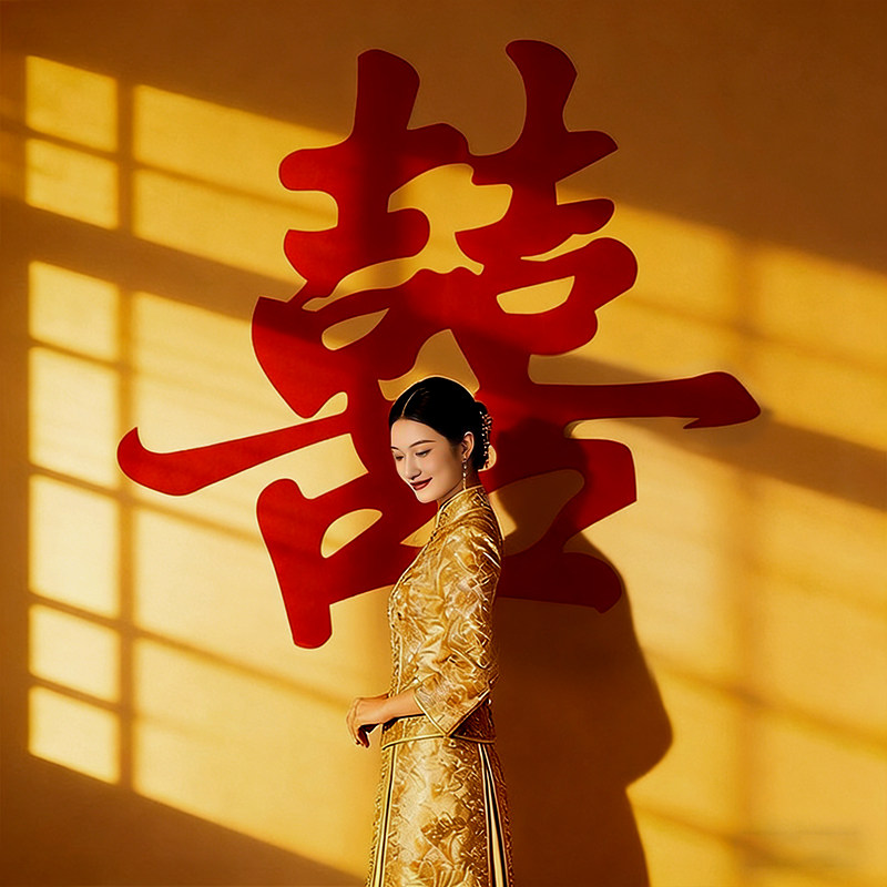 超大植绒喜字贴结婚专用全套客厅背景墙装饰婚庆婚礼大门大号贴纸