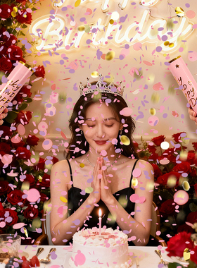 生日派对小礼炮直播间礼花筒结婚礼彩带手拧式手持喷花筒道具创意