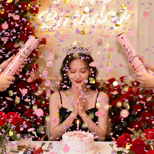 生日派对小礼炮直播间礼花筒结婚礼彩带手拧式手持喷花筒道具创意