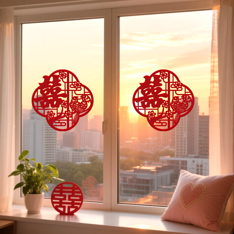 喜字结婚专用套装婚房布置装饰窗户大小喜字贴红双喜卧室囍字大门