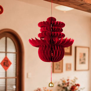 新年立体春字灯笼挂件2026马年蜂窝球装饰品房门壁挂春节过年布置