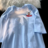 体恤半袖 短袖 t恤男宽松重磅卡通潮牌百搭港风休闲纯棉上衣服夏季