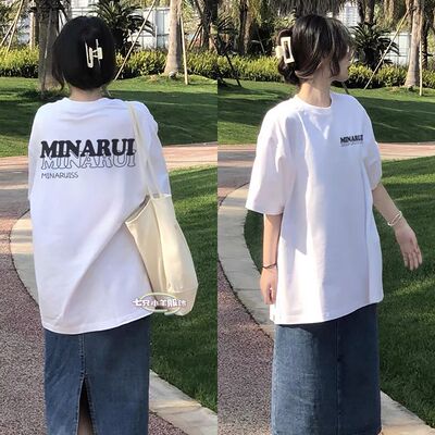 100%重磅纯棉短袖情侣T恤女