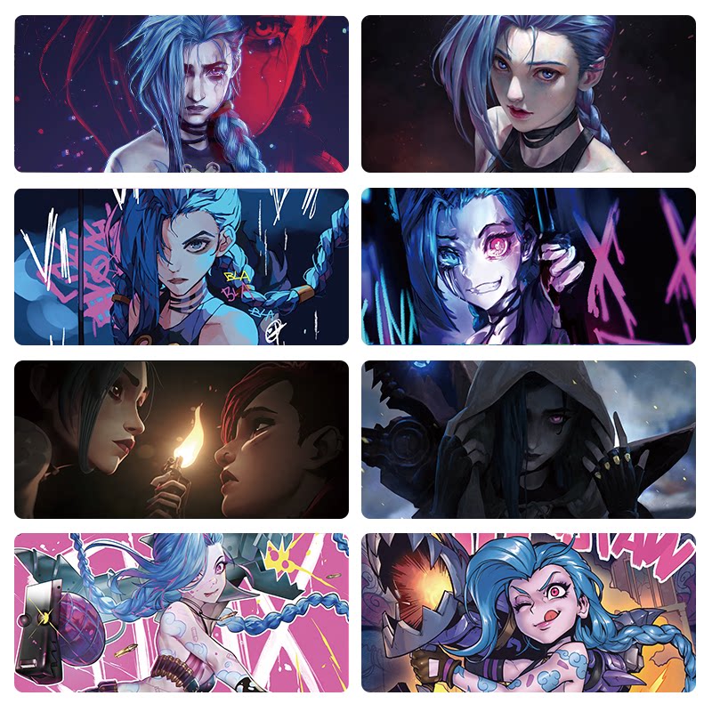 金克丝斯jinx超大号电脑键盘鼠标垫英雄联盟双城之战电竞桌垫定制