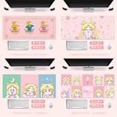 超大美少女战士女生仙女可爱粉嫩卡通创意大码 锁边键盘桌鼠标垫