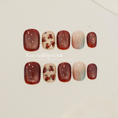 「落樱红露」纯手工手绘秋冬美拉德气质款 2025年新款 美甲穿戴甲