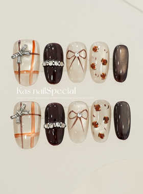 「摩卡日记」纯手工日式短甲椭圆芭蕾舞鞋波点甜美气质风格穿戴甲