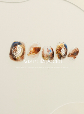 kas美甲纯手工晕染短甲日式高级感手绘2025年新款高端穿戴甲贴片