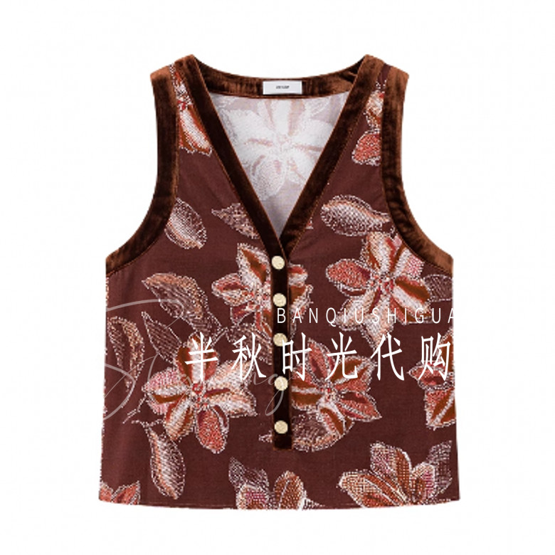 （小魔女）25PFSL03 -1380 花卉灯芯绒套头背心 IC*E 25秋款正品