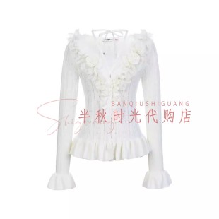 LF26C51ZM202原2295LeFame拉飞姆2026春装 蕾丝花朵针织衫