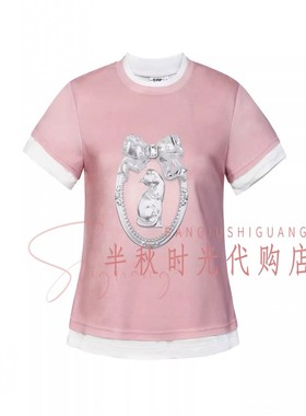 LeFame拉飞姆专柜正品2026夏LF26X11ST358猫咪印花T恤 原995