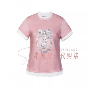 LeFame拉飞姆专柜正品 原995 2026夏LF26X11ST358猫咪印花T恤