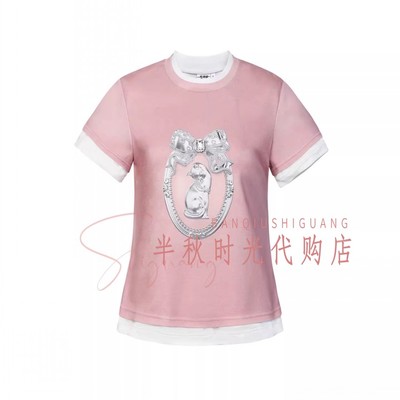 LeFame拉飞姆专柜正品2026夏LF26X11ST358猫咪印花T恤 原995