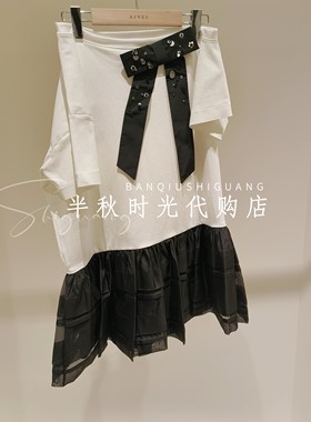 艾薇 2026夏季新款 专柜正品 蝴蝶结拼接连衣裙 XSV3L09A -1480