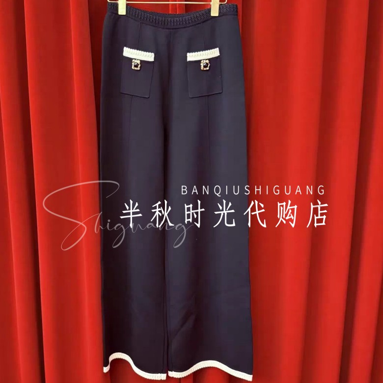 （小魔女LF24Q00ZP114-1995）LeFe拉*8飞姆正品25秋黑色针织长裤