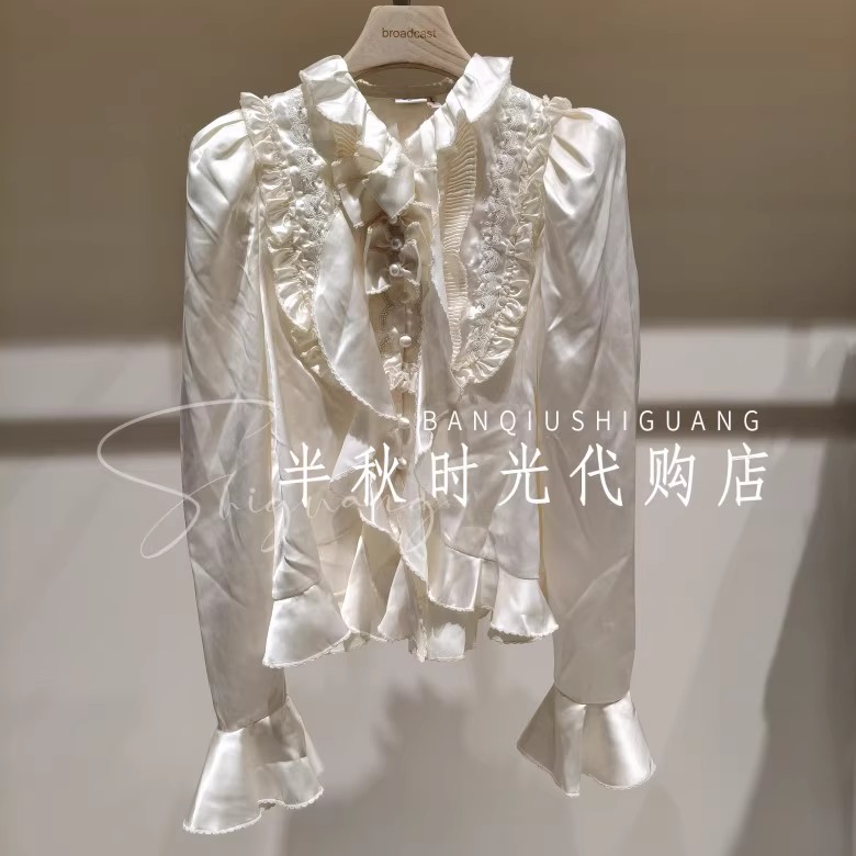 （小魔女）LF25D11SB192原2195LeFe拉**飞姆25冬装蝴蝶结绣花上衣