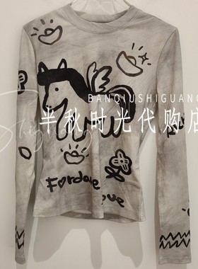 (小魔女)2610Z18307原899FOR蝶双皇冠专柜正品2026春印花打底衫