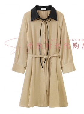 26SSWC04 -2480 真皮领拼接长款风衣 IC*E 26年春款专柜正品