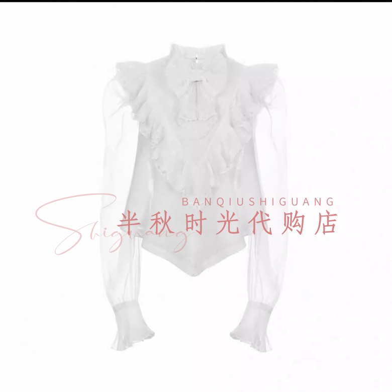 （小魔女）LF26C01SB216原2295LeFe拉**飞姆26春装宫廷欧根纱上衣