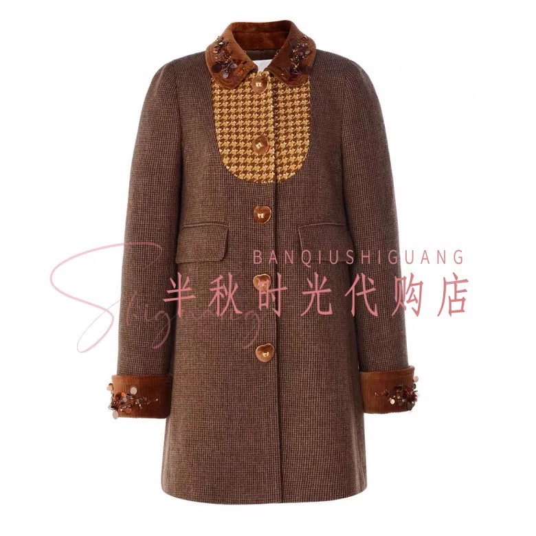 （小魔女）LF25Q51SY157原3295Le fam拉姆专柜25秋千鸟格长外套