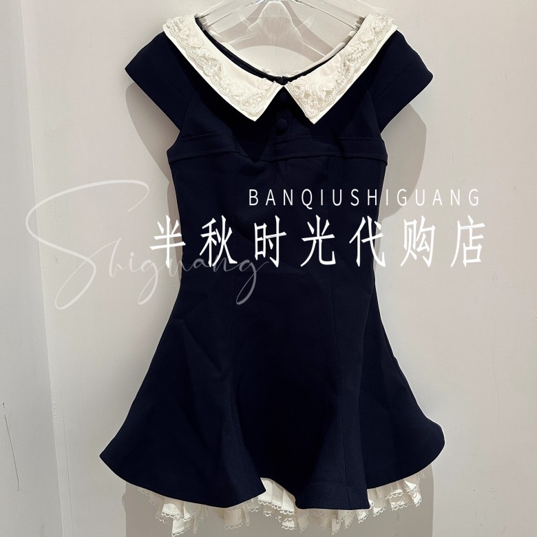 (小魔女)LF25Q11SO224-2995Lefm拉双皇冠正品25秋1水晶钉珠连衣裙