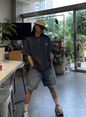 DAMN 2023SS厚印花银色字LOGO句子基础简约国潮宽松男女短袖T恤