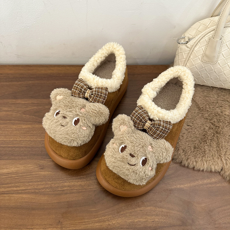 卡通外穿加绒保暖学生居家棉拖鞋