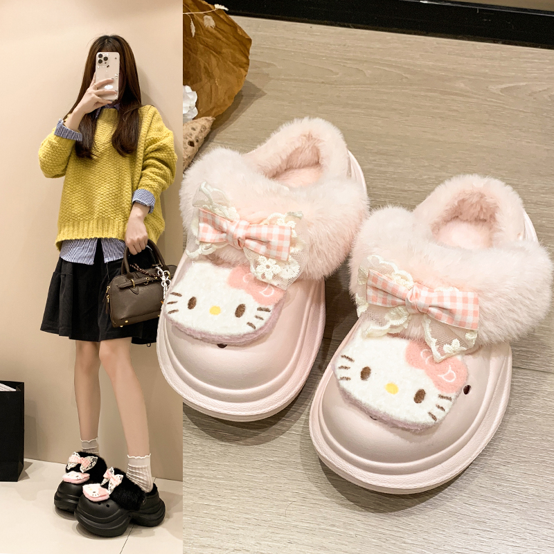 少女心加绒洞洞鞋保暖棉鞋