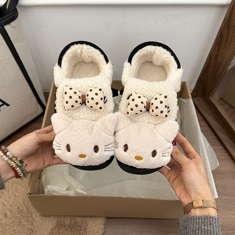 卡通甜美少女厚底棉鞋