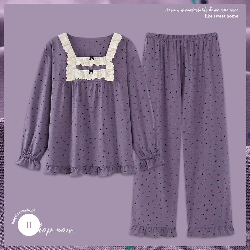 新款睡衣女春秋款纯棉长袖