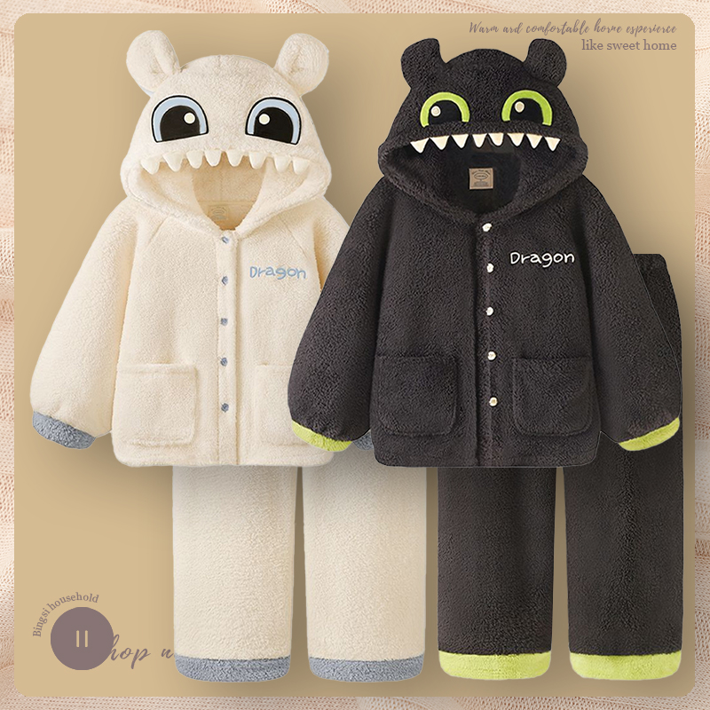 新款小怪兽情侣睡衣珊瑚绒