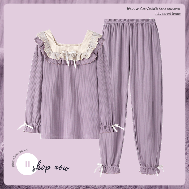 新款纯棉2025年长袖套装睡衣