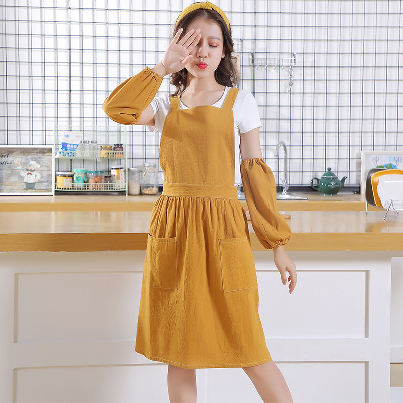 纯棉围裙女家用厨房时尚可爱日系韩版定制logo薄款透气裙子式罩衣,家庭/个人清洁工具,围裙,淘宝优惠券,粉丝福利购,淘宝优惠卷