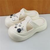 林润55新款 外穿软底防滑沙滩拖 夏季 可爱包头厚底增高凉拖鞋 女时尚