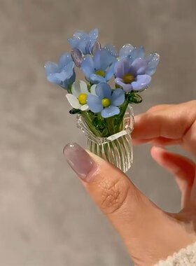 琉璃花朵摆件客厅插花仿真花束玫瑰郁金香纯手工淄博桌面装饰礼物
