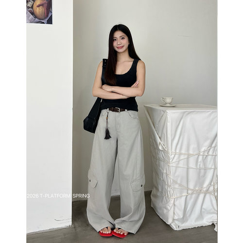 T-PLATFORM高街多口袋工装牛仔裤