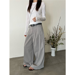 T-PLATFORM 都市松弛感立体褶皱拖地裤春夏垂坠感百搭休闲裤16018