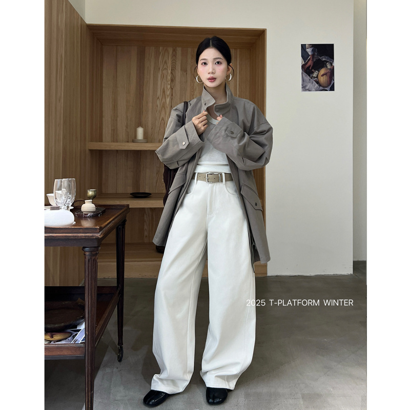 T台冬季加厚高腰直筒裤