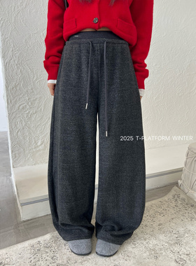 ［T台］T-PLATFORM广州十三行 条纹休闲裤爆版延续加厚绒款3587-2