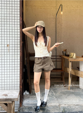 T-PLATFORM广州十三行 极简高腰牛仔短裤女韩版百搭全棉热裤68517