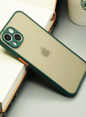 适用于苹果14磨砂手机壳iphone13promax撞色透明硅胶保护壳12promax幻影精孔镜头全包防摔