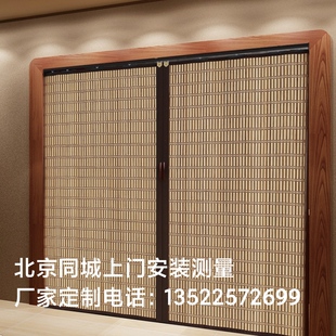 竹帘子折叠推拉门竹帘门隔断家用简易竹门帘客厅遮阳门帘商场竹帘