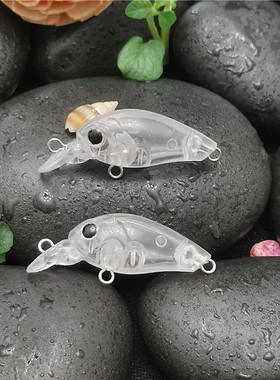 多渔趣3.3g/4.5cm迷你浮水小摇滚路亚饵透明坯涂装改色假饵