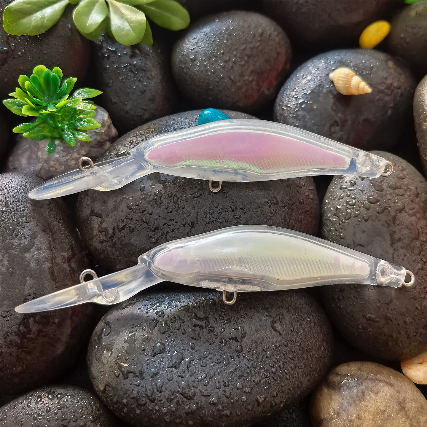 多渔趣9.5cm/5.7g长舌内镭射浮水摇滚路亚饵无涂装空白假饵毛坯